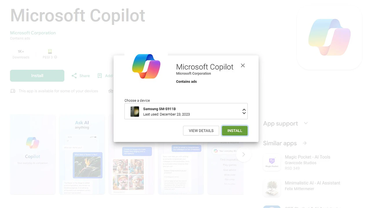 Microsoft Copilot AI is now available as a free app for Android